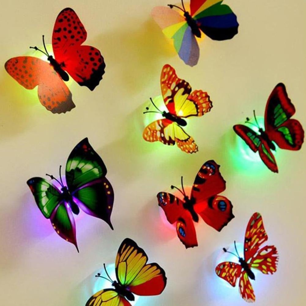 LED Butterfly Wall Lights Battery Operated Set with Adhesive Backing