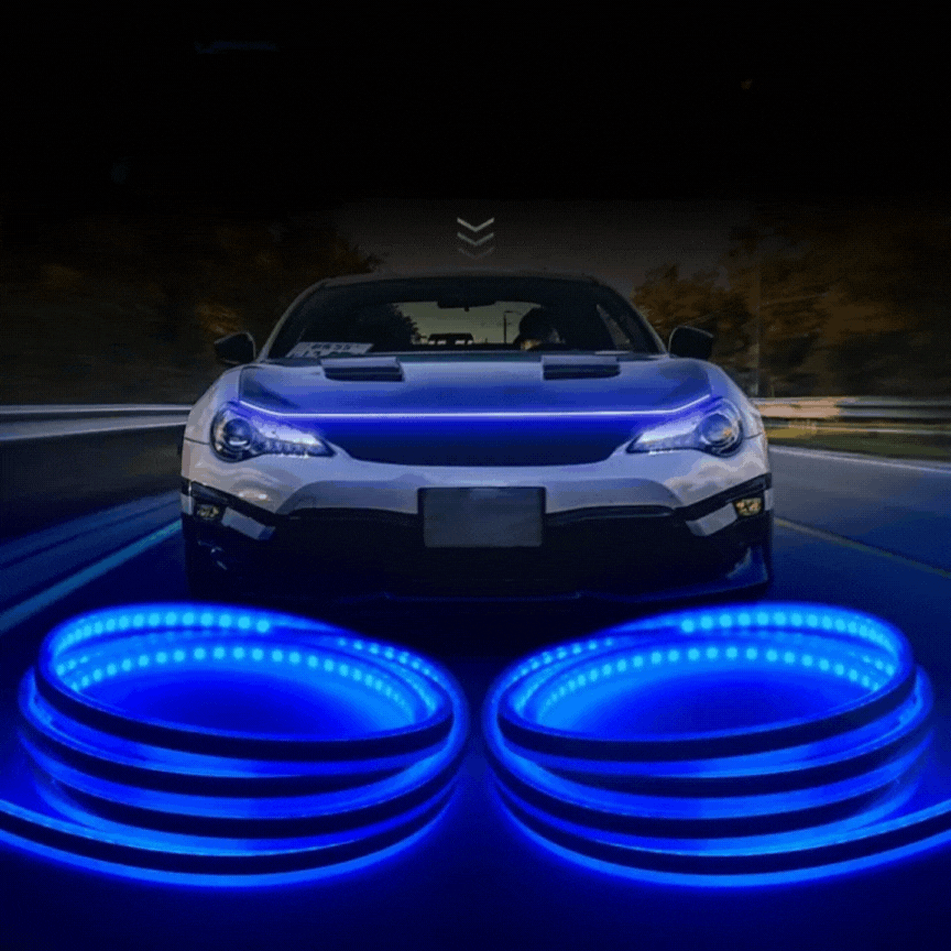 LED Car Hood Light Strip | Flexible Silicone Design with Side LEDs | Waterproof, Short-Circuit Protected, Universal 12V Fit