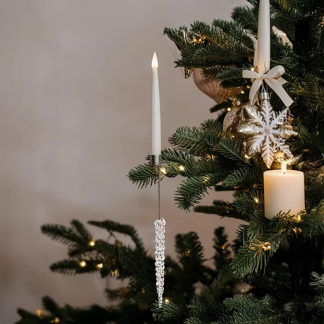 LED Christmas Tree Candle Lights, Crystal Ball & Icicle Shapes | Remote Control, Timer | 12/24/48 Pack, Flameless Flicker