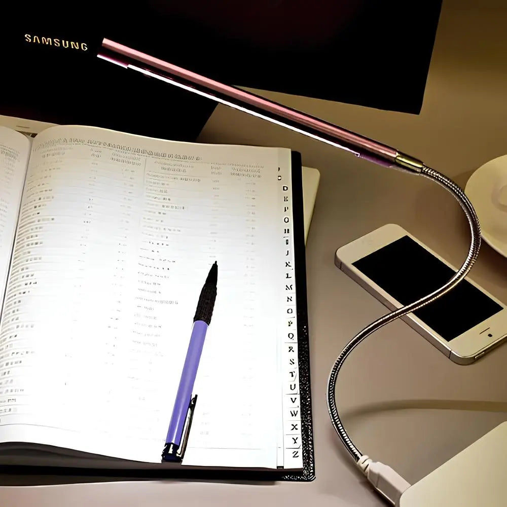 LED Desk Lamp USB Powered Portable Compact with Flexible Metal Cable