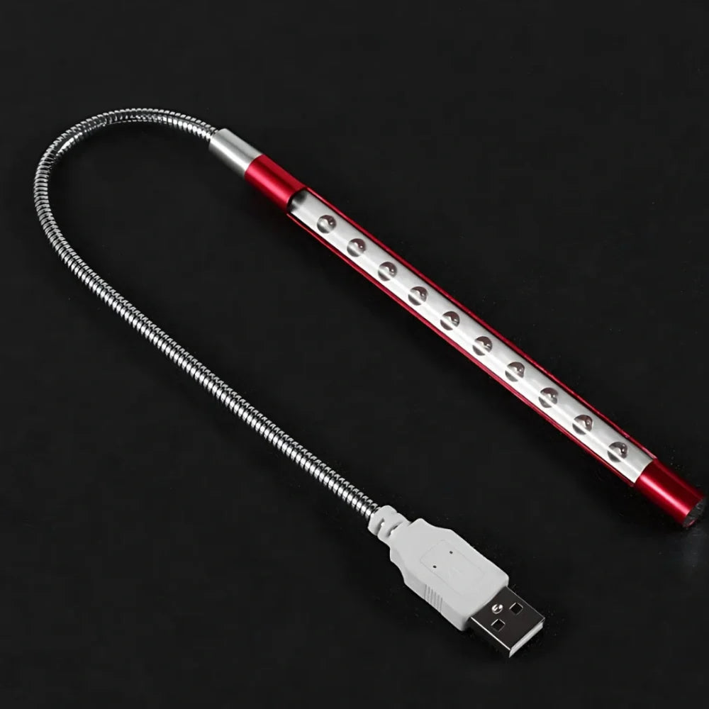 LED Desk Lamp USB Powered Portable Compact with Flexible Metal Cable