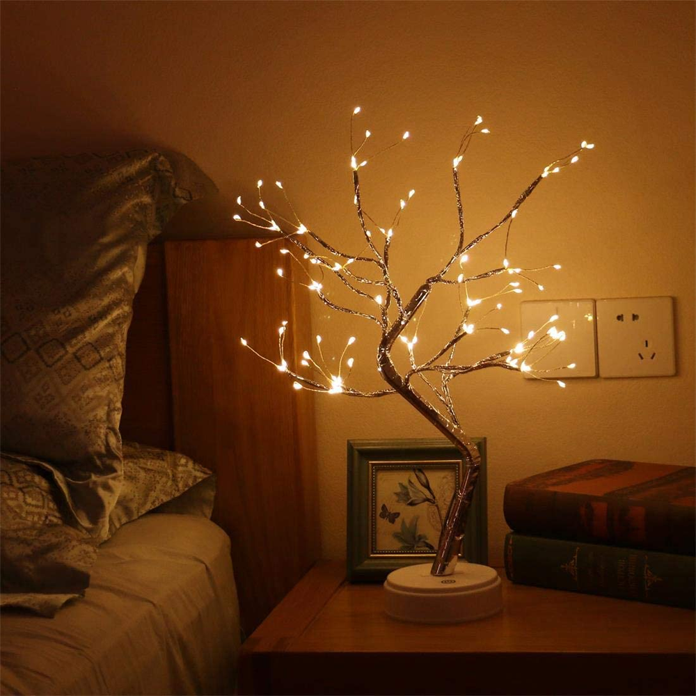 LED Fairy Light Tree Lamp | 108 Bendable Branch Lights, Flexible Design | Cordless Dual-Power Décor for Home and Garden