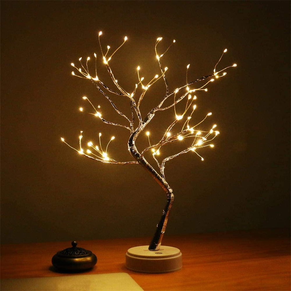 LED Fairy Light Tree Lamp | 108 Bendable Branch Lights, Flexible Design | Cordless Dual-Power Décor for Home and Garden