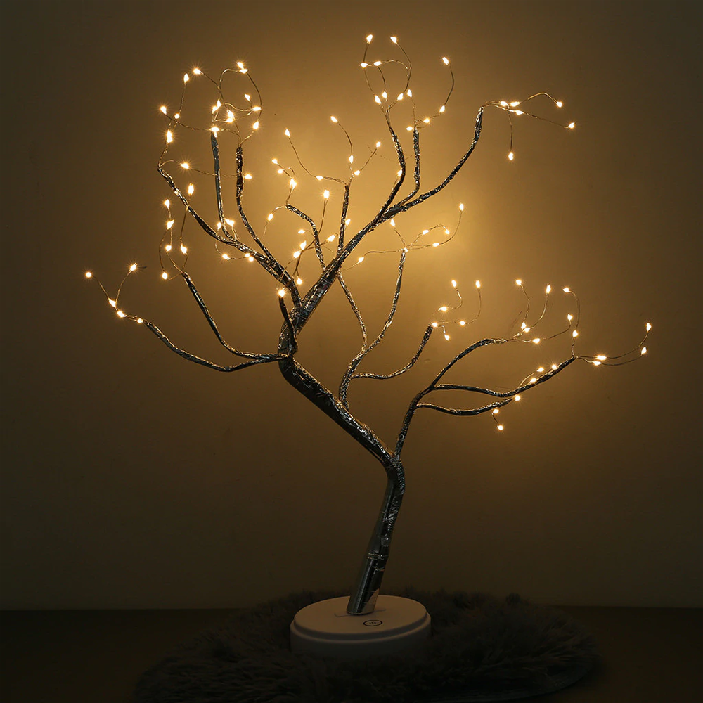 LED Fairy Light Tree Lamp | 108 Bendable Branch Lights, Flexible Design | Cordless Dual-Power Décor for Home and Garden