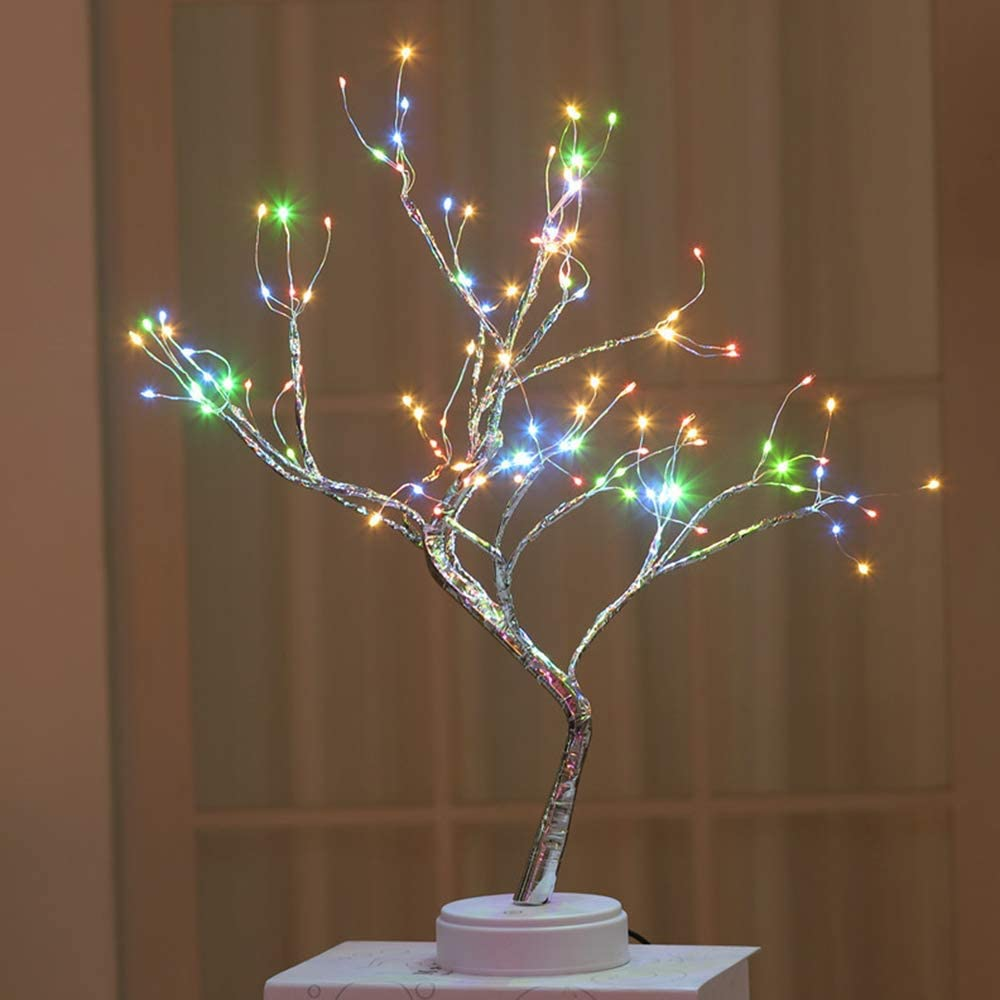LED Fairy Light Tree Lamp | 108 Bendable Branch Lights, Flexible Design | Cordless Dual-Power Décor for Home and Garden