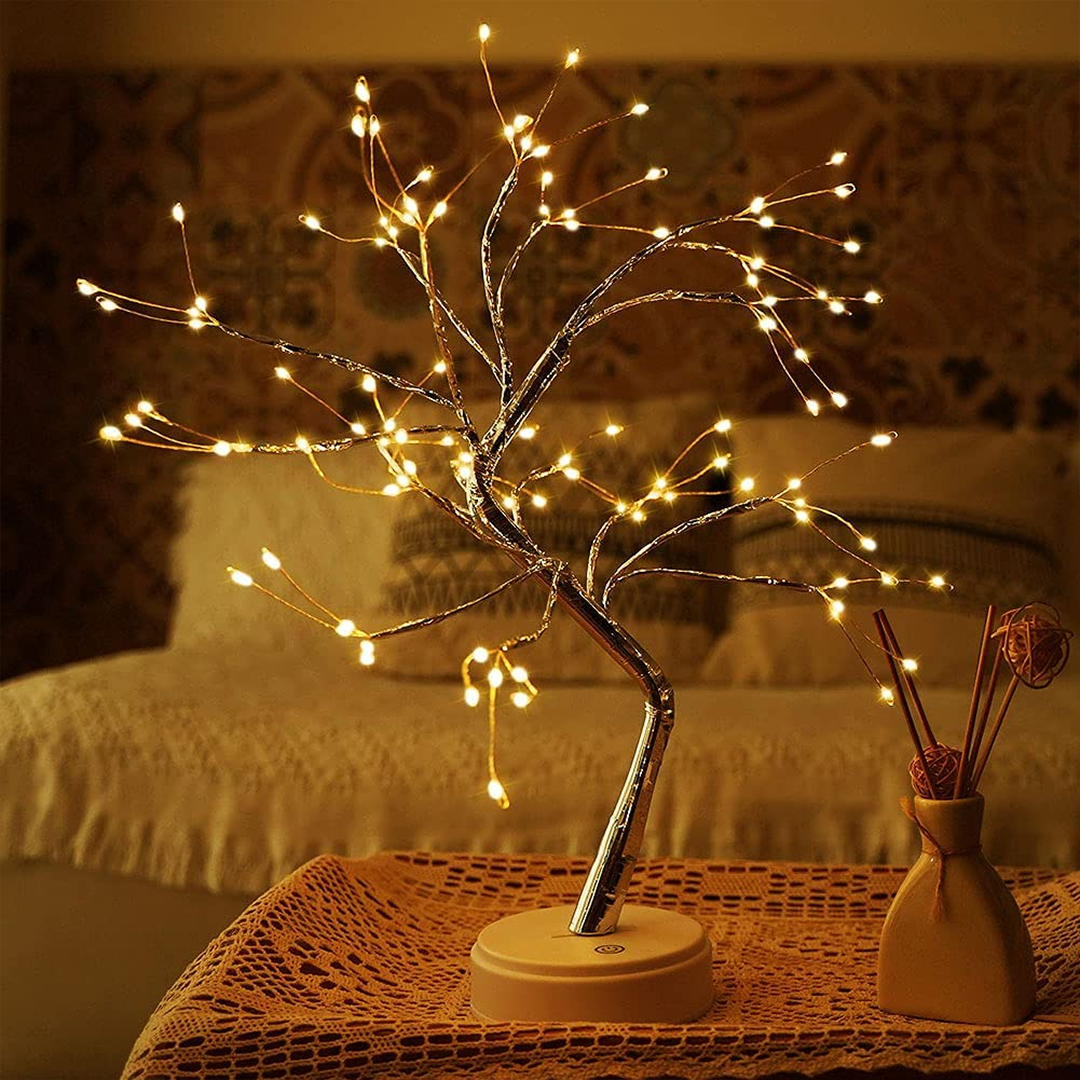 LED Fairy Light Tree Lamp | 108 Bendable Branch Lights, Flexible Design | Cordless Dual-Power Décor for Home and Garden