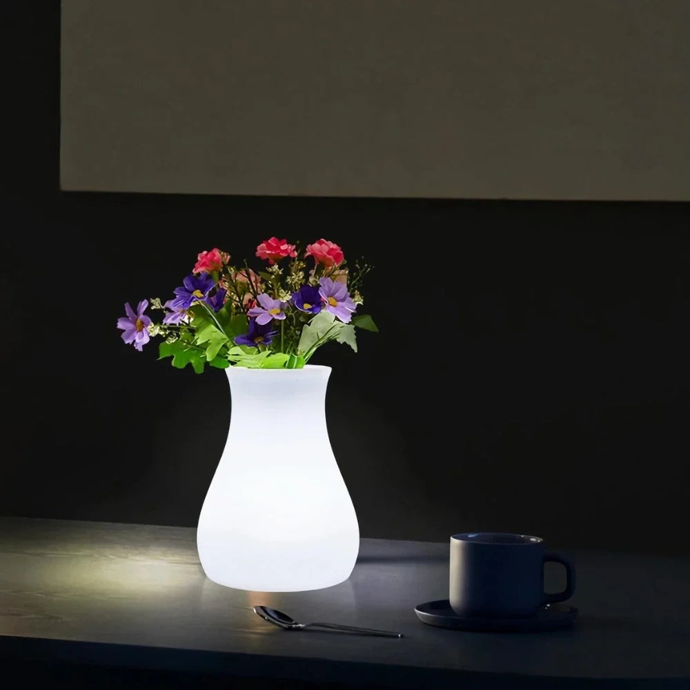 LED Flower Vase Plastic 11 x 11 x 15 cm | Rechargeable & IP65 Waterproof | 16 Colours, Remote Control, USB Charging