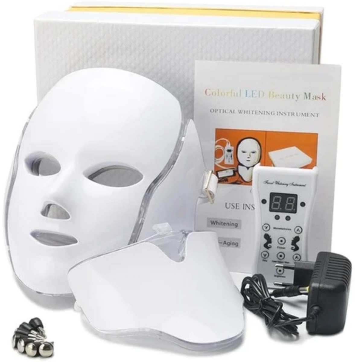 LED Light Therapy Mask with Neck Piece | 7 Colour Light Modes, Adjustable Intensity | Supports Clearer, Firmer-Looking Skin