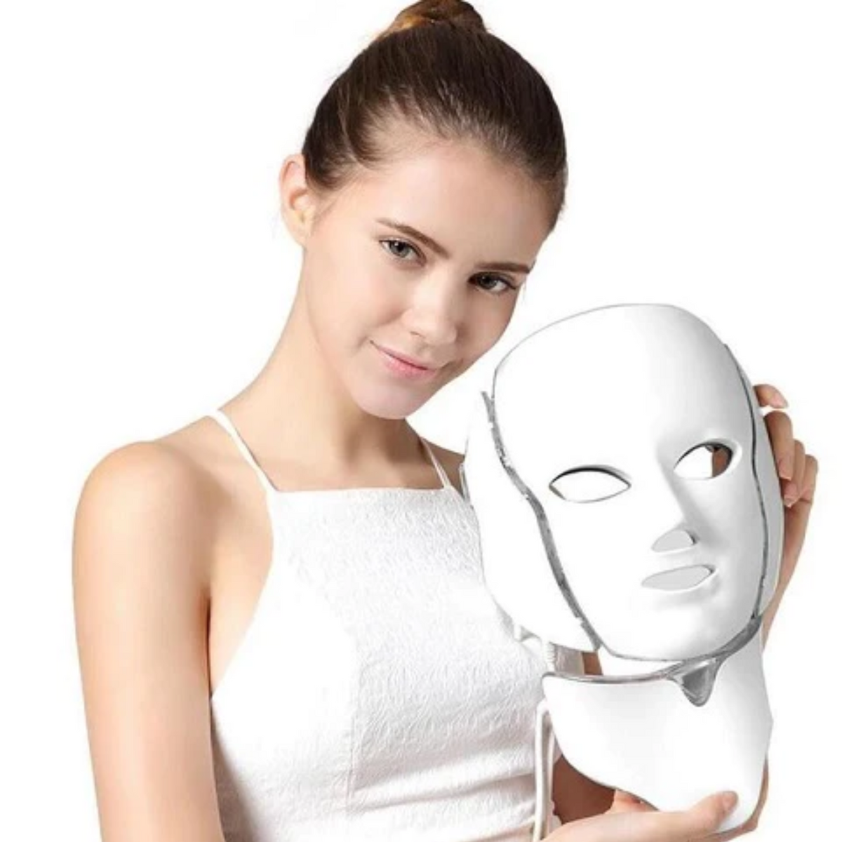 LED Light Therapy Mask with Neck Piece | 7 Colour Light Modes, Adjustable Intensity | Supports Clearer, Firmer-Looking Skin