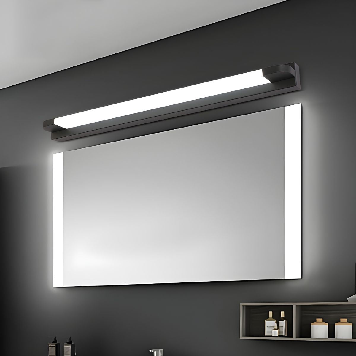 LED Mirror Light Plastic | Wall Switch, Warm or White Light Tone | Shadow-Free Illumination for Bathroom Mirrors