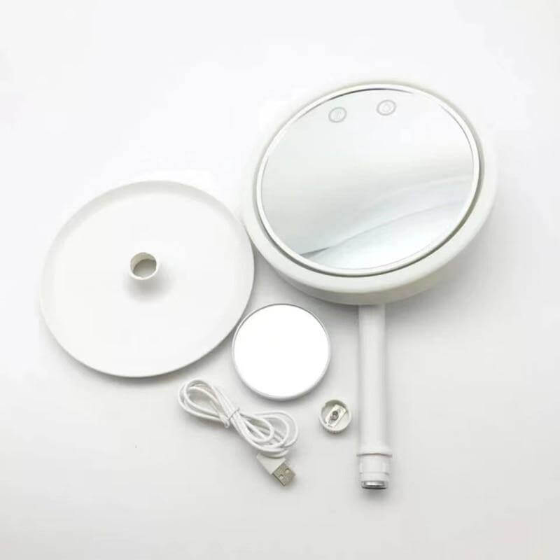 LED Mirror USB Powered Adjustable Tilt 5X Magnifying with Cooling Fan
