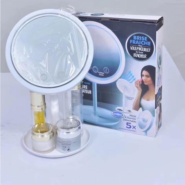 LED Mirror USB Powered Adjustable Tilt 5X Magnifying with Cooling Fan