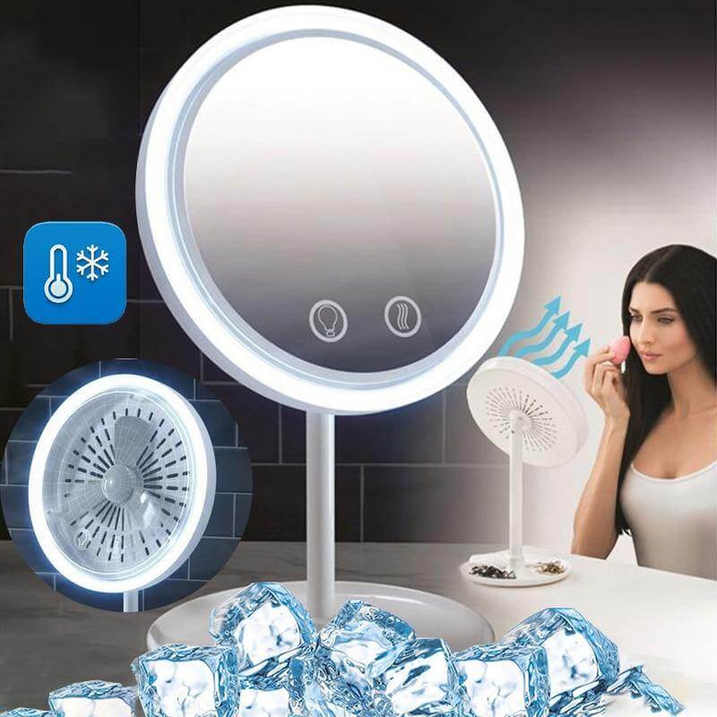 LED Mirror USB Powered Adjustable Tilt 5X Magnifying with Cooling Fan