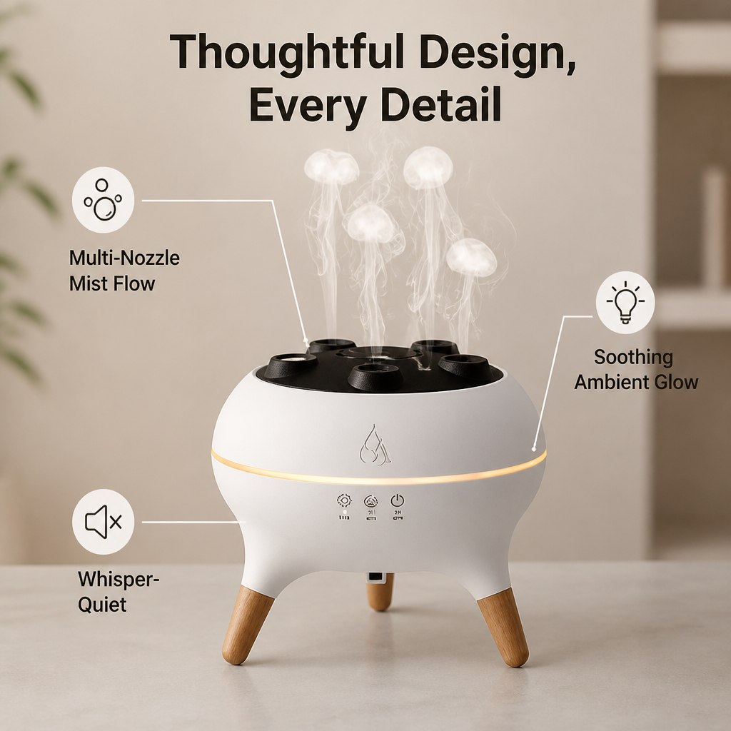 LED Mist Diffuser | Pulsing Water Vapour Rings & Colour-Changing Light | Silent, Chemical-Free Mist for Relaxation