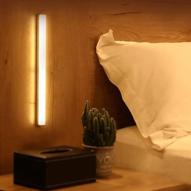 LED Motion Sensor Light Aluminium | Battery or USB Rechargeable | Auto On-Off Magnetic Tape for Cabinets, Closets and Hallways
