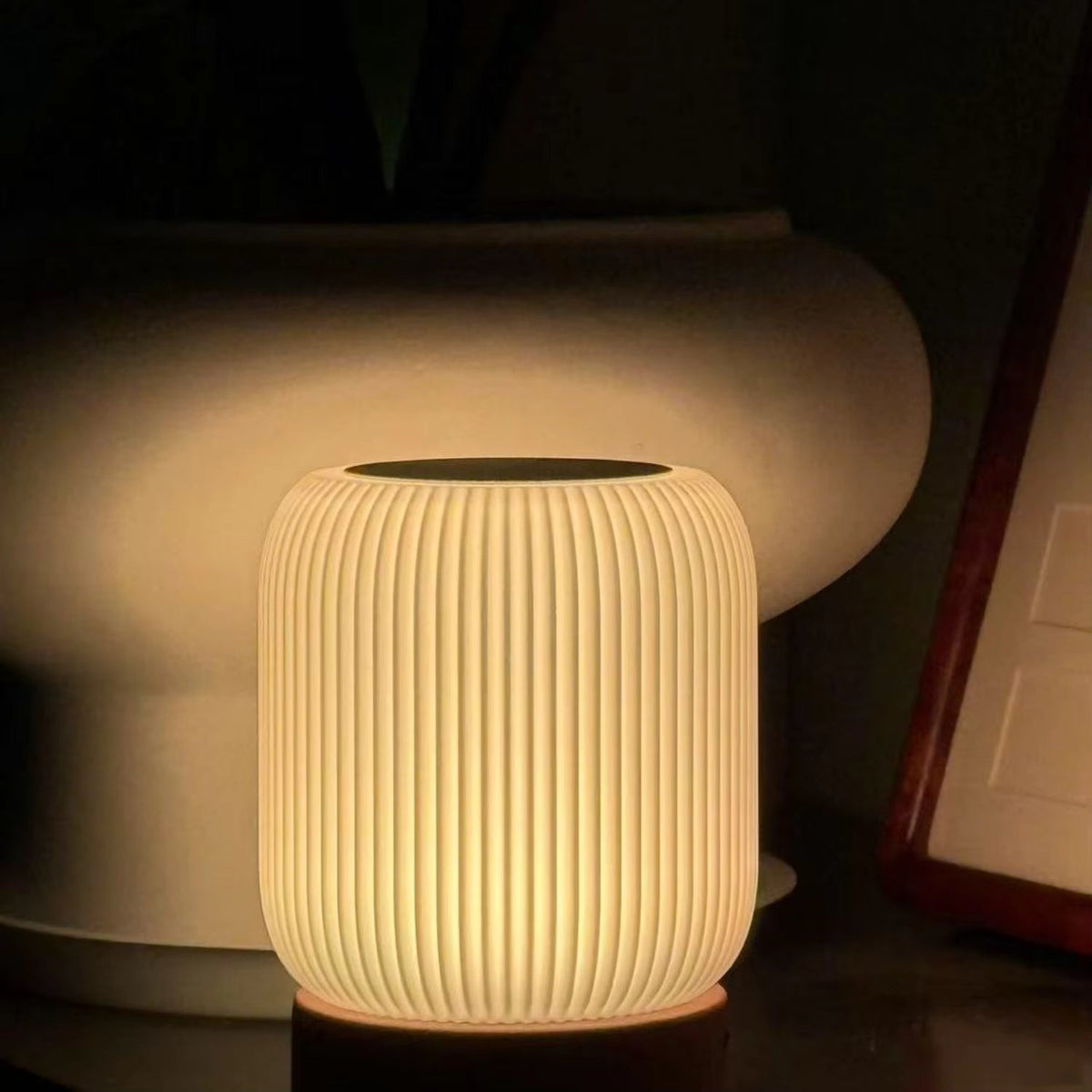 LED Night Light with Touch Control Feature | Round Plastic Shade, Iron Base | USB Rechargeable, No Batteries Required