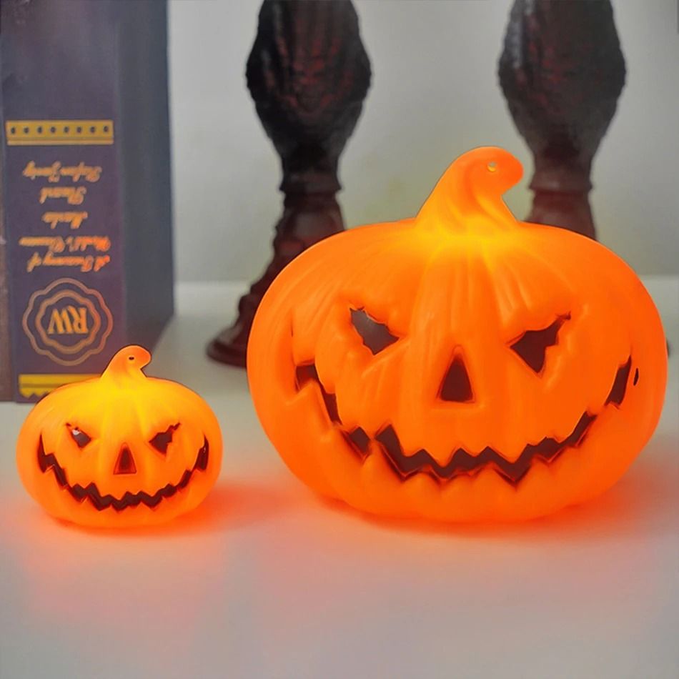 LED Pumpkin Lantern Halloween Decoration | Flameless Battery-Powered Candle Light | Skull Ghost Face Reusable Decor