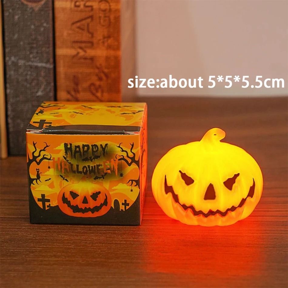 LED Pumpkin Lantern Halloween Decoration | Flameless Battery-Powered Candle Light | Skull Ghost Face Reusable Decor