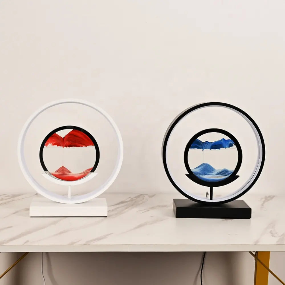 LED Sand Art Lamp with Aluminium Frame | Dimmable Light Ring & Remote Control | Moving Sand Disc for Calming Ambient Décor