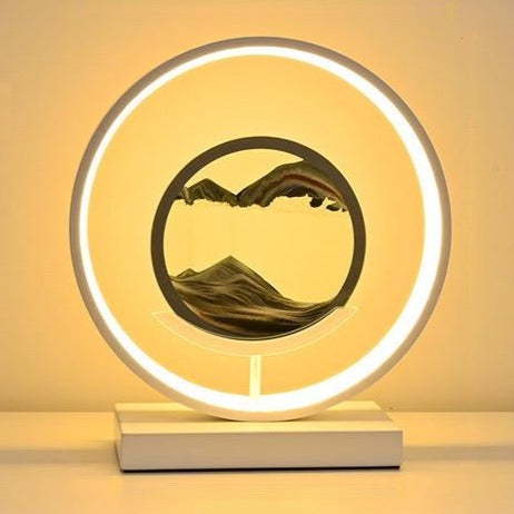 LED Sand Art Lamp with Aluminium Frame | Dimmable Light Ring & Remote Control | Moving Sand Disc for Calming Ambient Décor