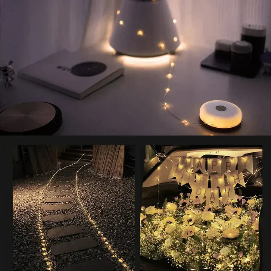 LED String Lights 10m | 100 LEDs, 8 Lighting Modes & Power Bank Function | USB Rechargeable, IP65 Weatherproof