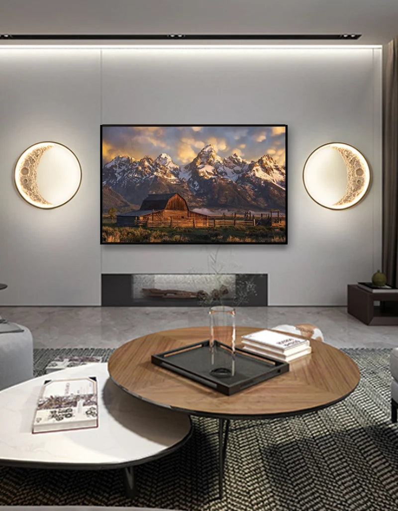 LED Wall Lamp 3D Crescent Moon Modern with Three-Color Changing Light