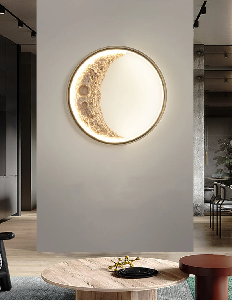 LED Wall Lamp 3D Crescent Moon Modern with Three-Color Changing Light