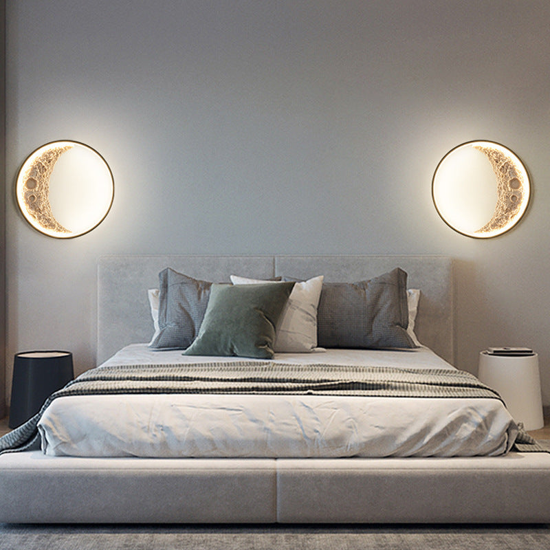 LED Wall Lamp 3D Crescent Moon Modern with Three-Color Changing Light