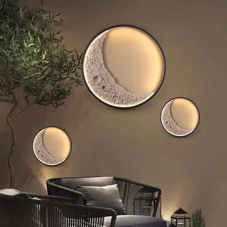 LED Wall Lamp 3D Crescent Moon Modern with Three-Color Changing Light
