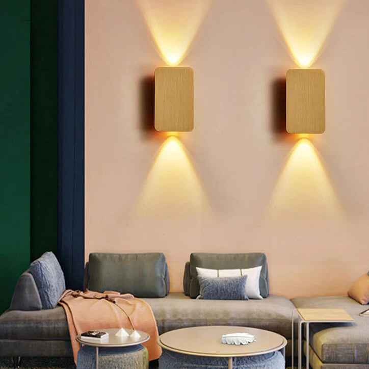 LED Wall Sconce Rectangular Aluminium & Glass, Small 15cm or Large 20cm | Nordic Minimalist | Hardwired, 3 Light Colours