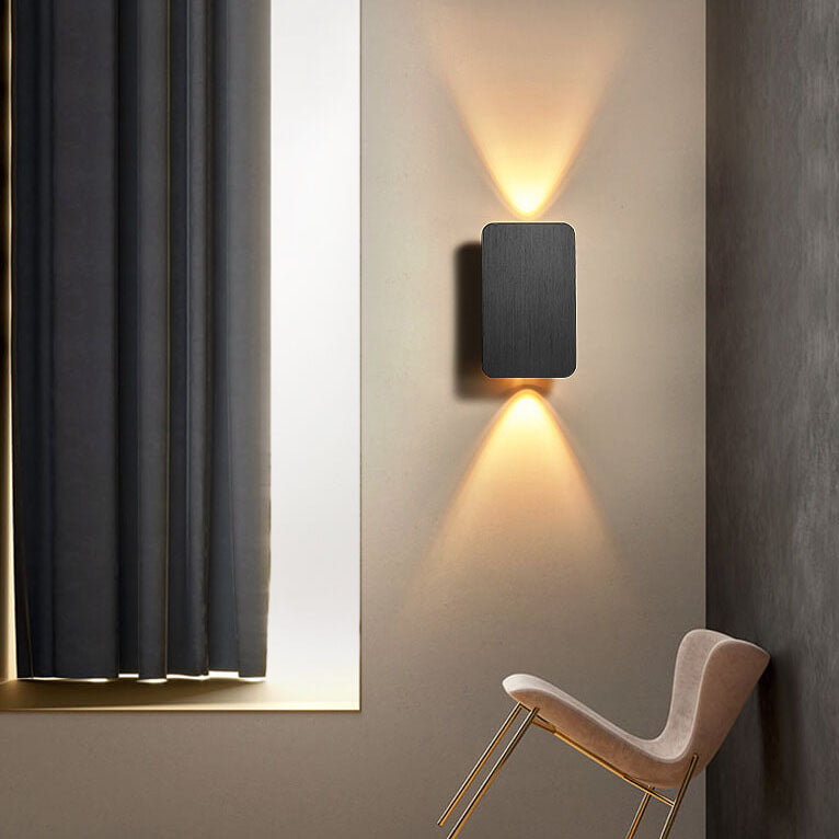 LED Wall Sconce Rectangular Aluminium & Glass, Small 15cm or Large 20cm | Nordic Minimalist | Hardwired, 3 Light Colours