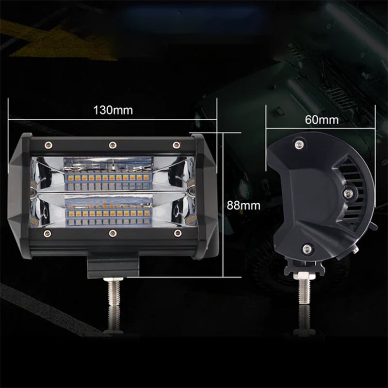 LED Work Light Pods 72 W Waterproof Spotlight with Adjustable Bracket