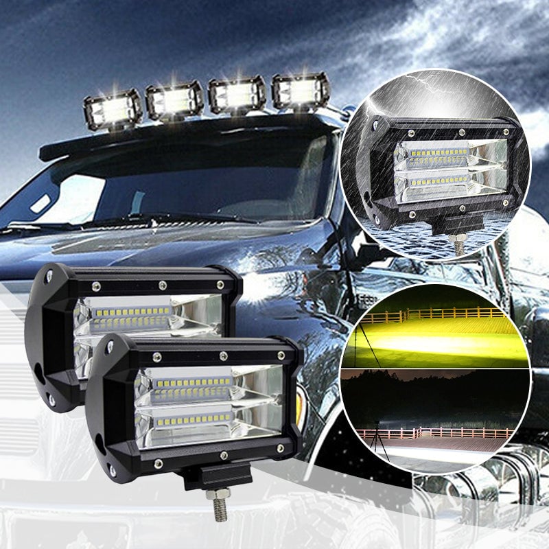 LED Work Light Pods 72 W Waterproof Spotlight with Adjustable Bracket