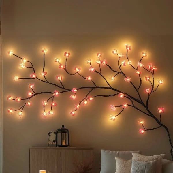 LED Lighted Decorative Branch Wall Art - Cherry Blossom Design for Cozy Ambiance 2