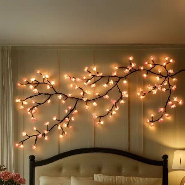 LED Lighted Decorative Branch Wall Art - Cherry Blossom Design for Cozy Ambiance 3