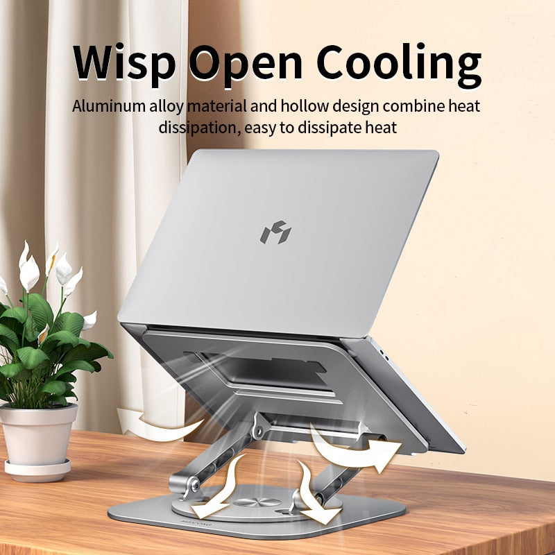 Laptop Holder Stand Rotating Aluminium Adjustable with Height Adjustment