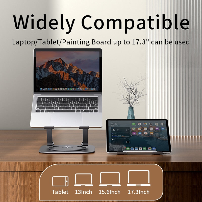 Laptop Holder Stand Rotating Aluminium Adjustable with Height Adjustment