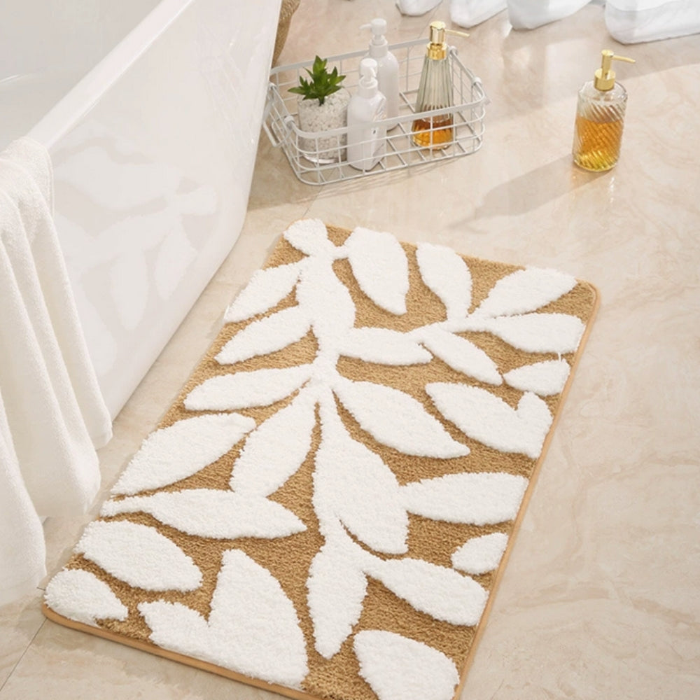 Leaf Pattern Bath Mat - Ultra-Soft Non-Slip Microfiber