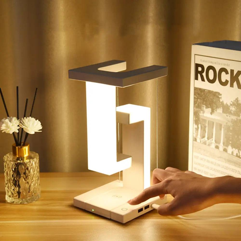 Levitating Lamp Wireless Charger | Zone Lighting LED, 350 Lumen | Wired & Wireless Charging, Touch Control, USB Powered