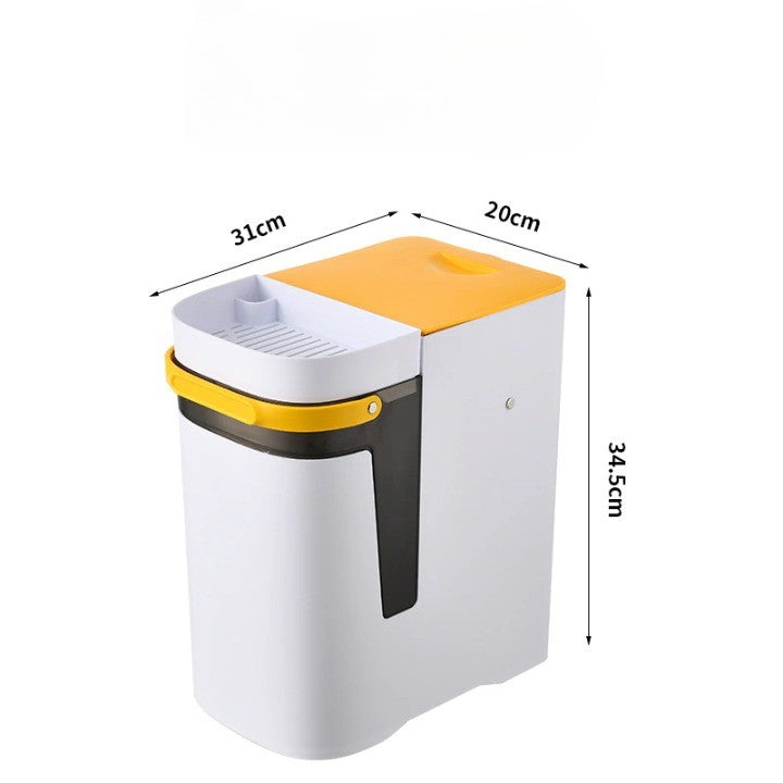 Lidded Storage Bin 2-in-1 Dry Wet Waste Household ABS with Removable Bucket