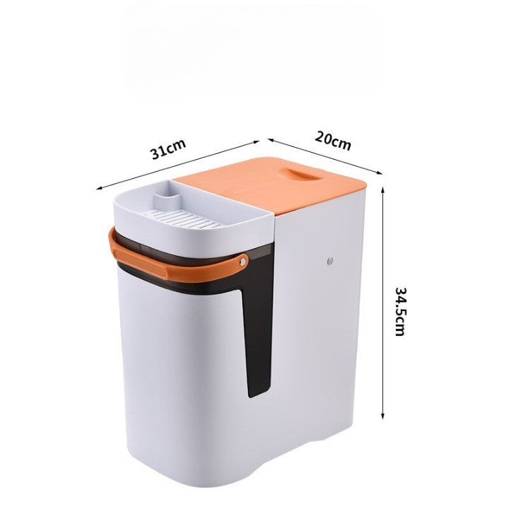 Lidded Storage Bin 2-in-1 Dry Wet Waste Household ABS with Removable Bucket