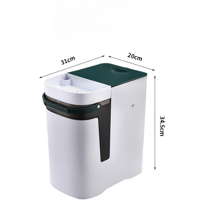 Lidded Storage Bin 2-in-1 Dry Wet Waste Household ABS with Removable Bucket