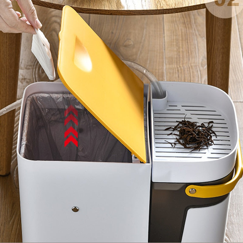 Lidded Storage Bin 2-in-1 Dry Wet Waste Household ABS with Removable Bucket