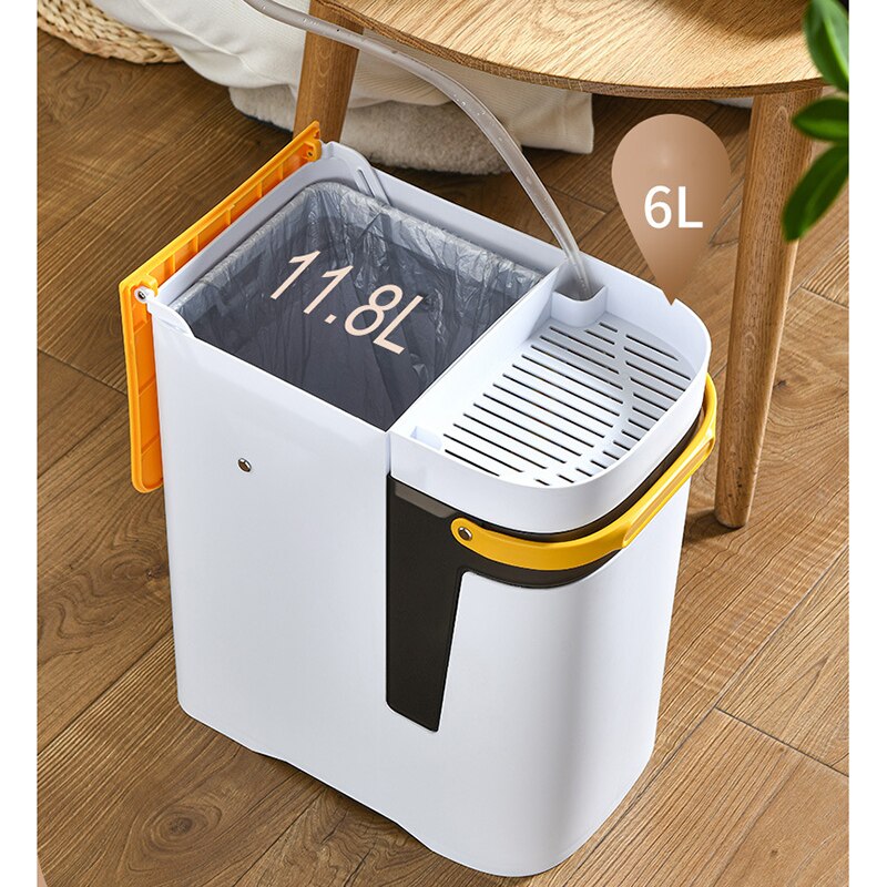 Lidded Storage Bin 2-in-1 Dry Wet Waste Household ABS with Removable Bucket