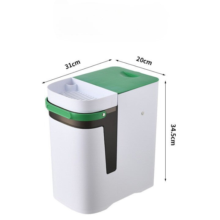 Lidded Storage Bin 2-in-1 Dry Wet Waste Household ABS with Removable Bucket