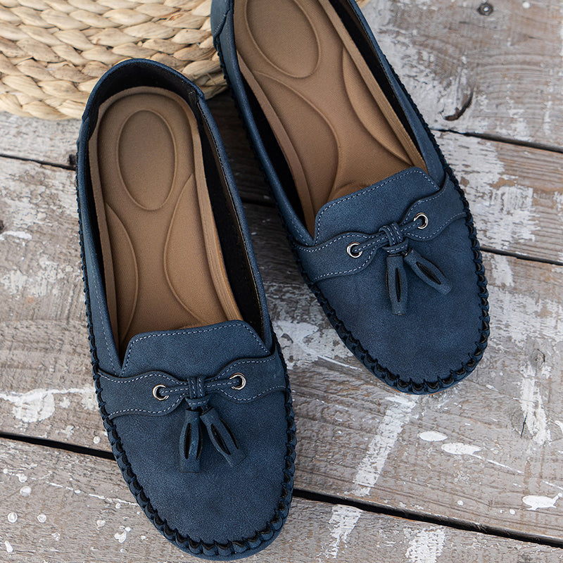 Loafers - Vegan Leather - Bow Accent - Slip-On