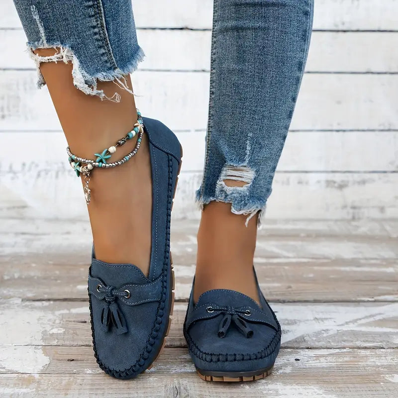 Loafers - Vegan Leather - Bow Accent - Slip-On