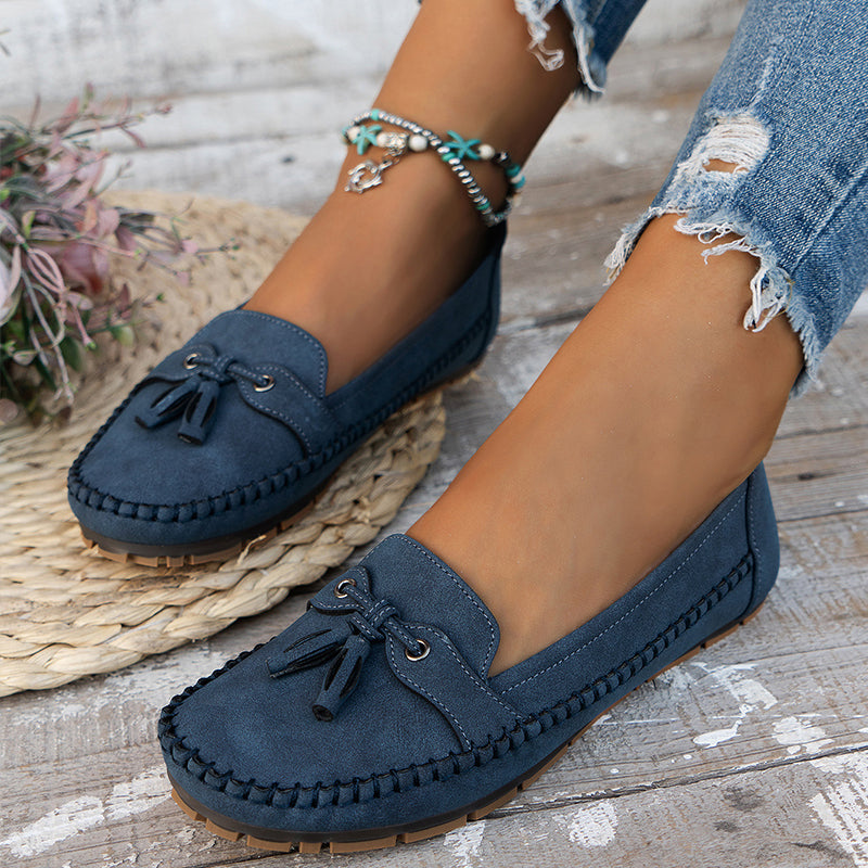 Loafers - Vegan Leather - Bow Accent - Slip-On