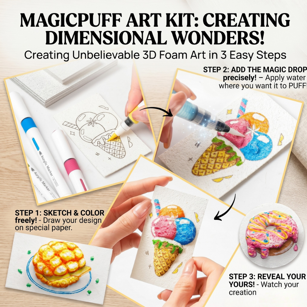 MagicPuff Art Kit | 44 Piece Textured Art Set