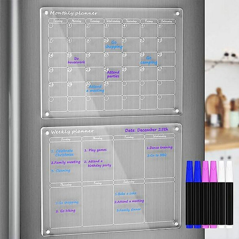 Magnetic Fridge Calendar | Clear Panels, Corner Magnets